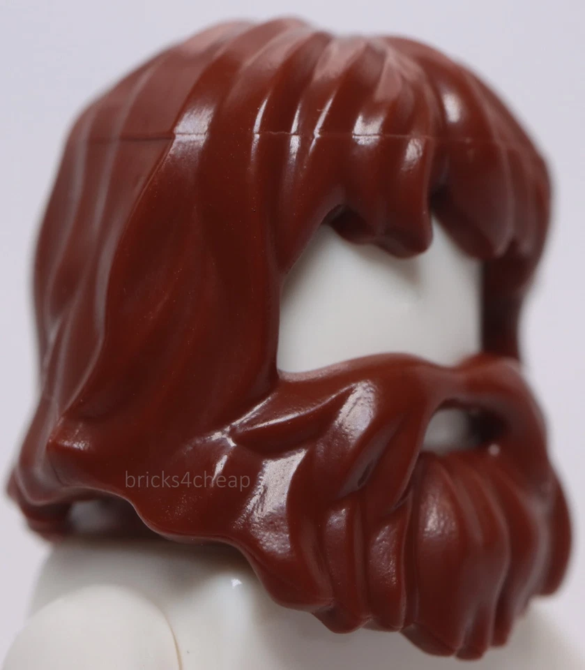 Lego Reddish Brown Minifig Hair Shaggy with Beard and Mouth Hole - Image 2 of 2