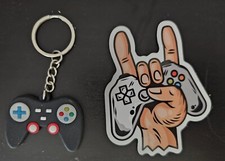 Lot/Set of 2 Gaming PlayStation Remote Keychain  Sticker for Laptop