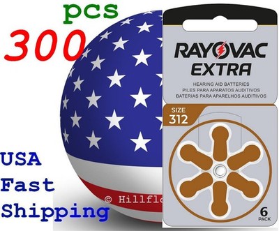 300 pcs 312 A312 PR41 Rayovac Extra Card 1.5V Zinc Air Hearing Aid Battery