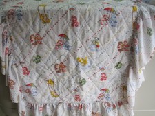 CARE BEARS COT COVER QUILTED RARE VINTAGE NURSERY BEDDING CHILDREN'S