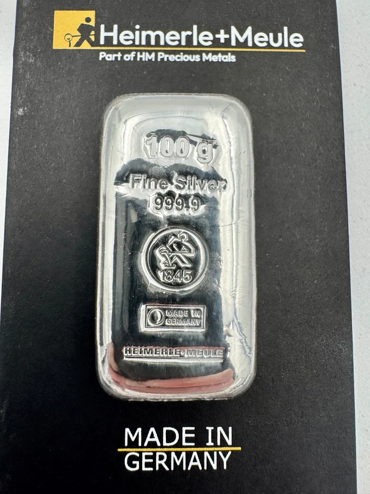 100g Heimerle & Meule Feinsilberbarren - 999,9 Neu - MADE IN GERMANY - Bild 3 von 3