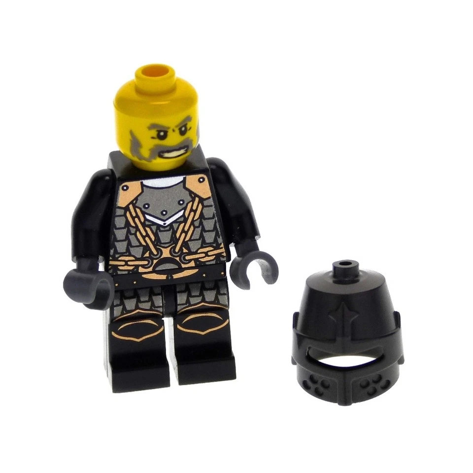 1x Lego Minifigur Ritter Dragon Knight schwarz kupfer Bart grau 973pb0692 cas468 - Bild 1 von 1