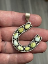 STERLING SILVER PALOMINO TURQUOISE LUCKY HORSESHOE NAJA CLUSTER PENDANT .925