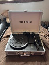 Victrola Suitcase-Style Record Player light blue