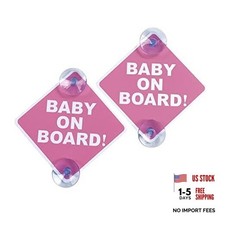 Baby on Board Car Sticker for Cars 2PCS with Suction Cups,  Pink