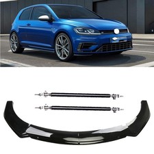 For Volkswagen Jetta Front Bumper Lip Spoiler With Strut Rod Gloss Black Body For Volkswagen Jetta Front Bumper Lip Spoiler With Strut Rod Gloss Black Body