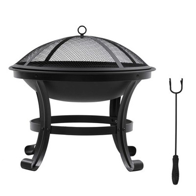 Outdoor Feuerstelle, Feuerstelle mit Gitterdeckel, Schürhaken, für Camping, Lagerfeuer, Picknick, Bl