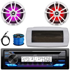 JVC KD-T92MBS 1-DIN Marine Bluetooth CD Radio W/Cover, 2x 6.5" RGB LED Speakers