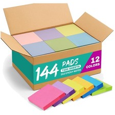 Bulk Self-Stick Notes - 144 Pads, 3x3 Inches,...