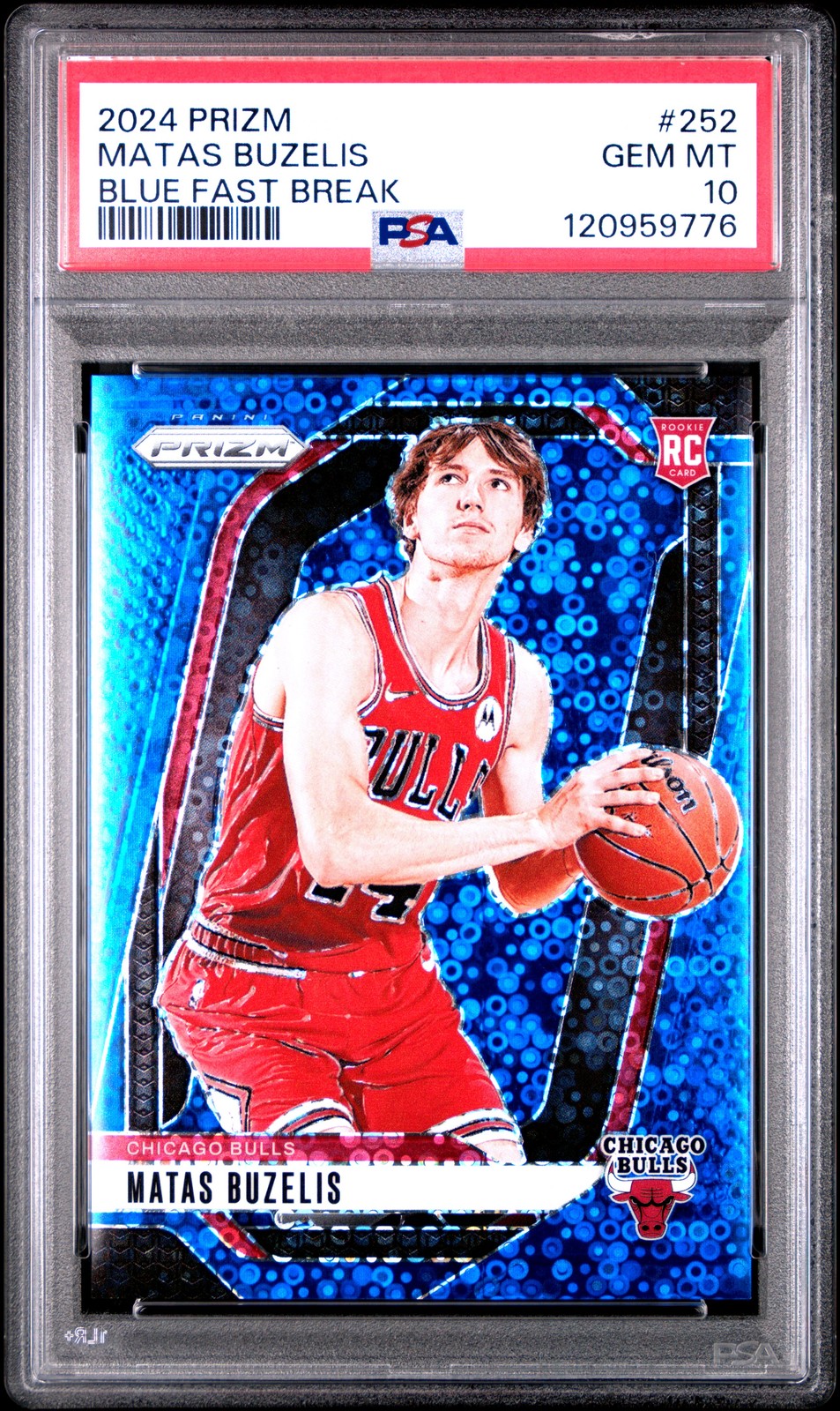2024 PANINI PRIZM BLUE FAST BREAK #252 MATAS BUZELIS 71/150 PSA 10
