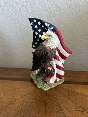 Vintage Life Symbols 1999 Patriotic Bald Eagle & Flag Coffin Figurine 6 