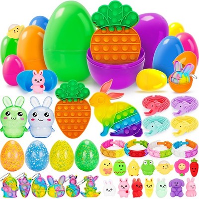 Best Jyusmile 36 Pack Prefilled Easter Eggs with Toys Bulk Mix 4 Sizes Plastic