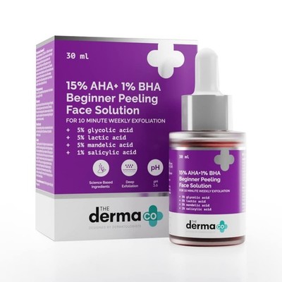 The Derma Co 15% AHA + 1% BHA Beginner Face Peeling Solution (30ml)