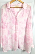 Cynthia Rowley Plus Size Popover Long Sleeve Blouse Top Size 3X