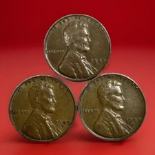 1949 P D S Lincoln Wheat Cents (3) Coins Average Circulated/Better  FAST S&H