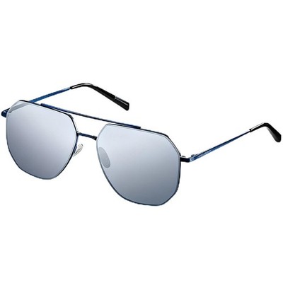 Ultraleichte geometrische polarisierte Sonnenbrille UV400 silber blau Metall