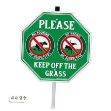 No Peeing No Pooping Dog Sign with 36" Stake for yard, Keep off Green - 1 Pack