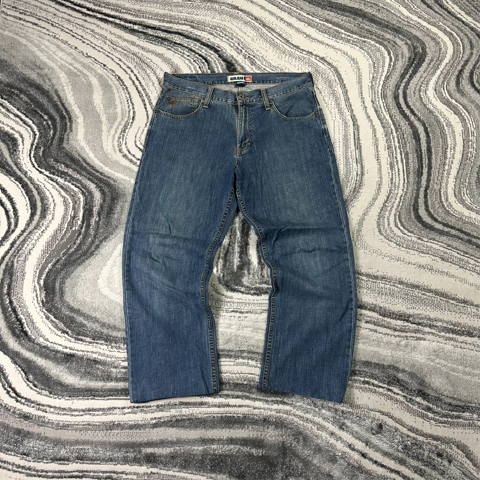 Vintage Quiksilver 2000's Y2K Quikjean Size 33 Loose Fit Skater Blue Denim Jeans image 3