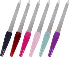 6PCS Metal Nail Files Stainless Steel, Sharp Tip Sapphire Grit Fingernail File