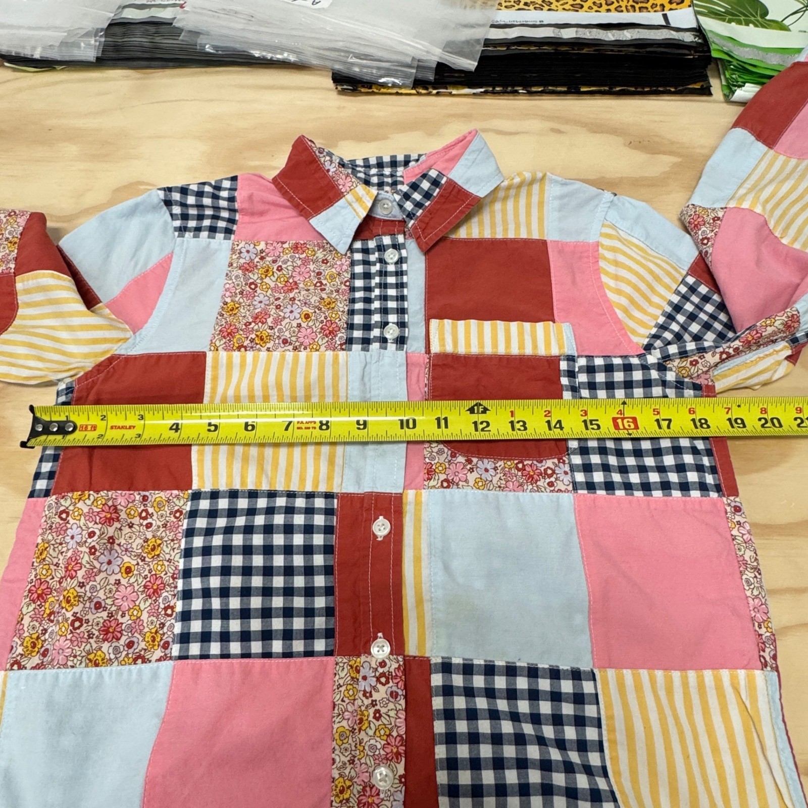 Lands' End Patchwork Button Down Shirt Women's XS… - image 11