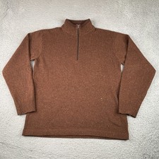 Woolrich Sweater Mens Medium Brown Lambswool Knit 1/4 Zip Mockneck Pullover