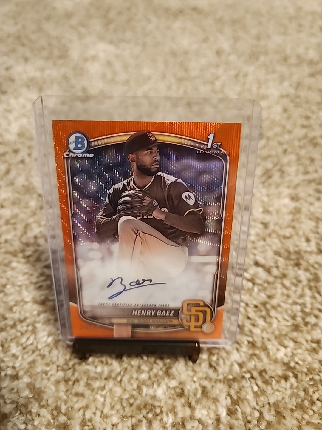 2025 Bowman Chrome  Prospect Autographs Henry Baez #CPA-HBA Orange 20/25 Padres