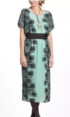 NWT Anthropologie Corey Lynn Calter Kimono Dress Peacock Feather Midi Size M 