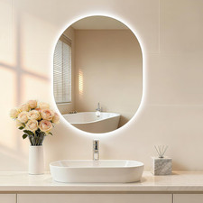 LED Backlit Oval Bathroom Mirror, 400x600mm, Dimmable 3-Color, Wall-Mounted