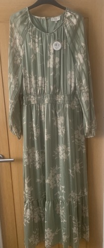 Apricot Floral Lurex Chiffon Maxi Dress Size 18 - Picture 2 of 8