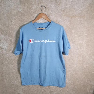 Champion Spellout T-Shirt Herren Large Blau Print Logo PA606