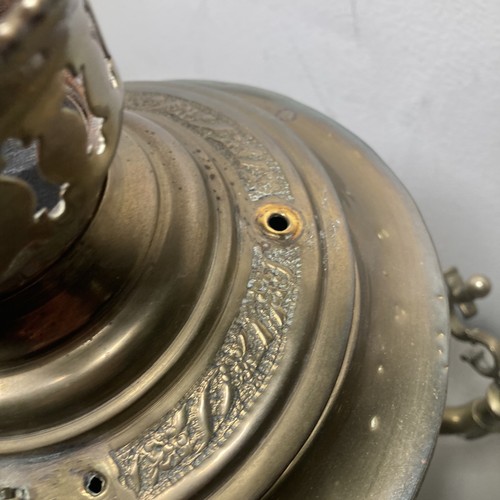 Unique Vintage Middle Eastern Hand Engraved Gilt Brass Samovar 18” W Bowl READ D - Bild 7 von 16
