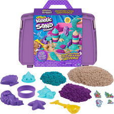 , Mermaid Palace Playset Folding Sandbox with 2.06Lbs Play Sand Neon Purple, Sh