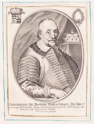 Ferdinand v. Bayern Elector Archbishop of Cologne Duke Engraving Portrait 1650
