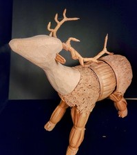 CHRISTMAS HOLIDAY STRAW/WOOD REINDEER Table decoration 13x11