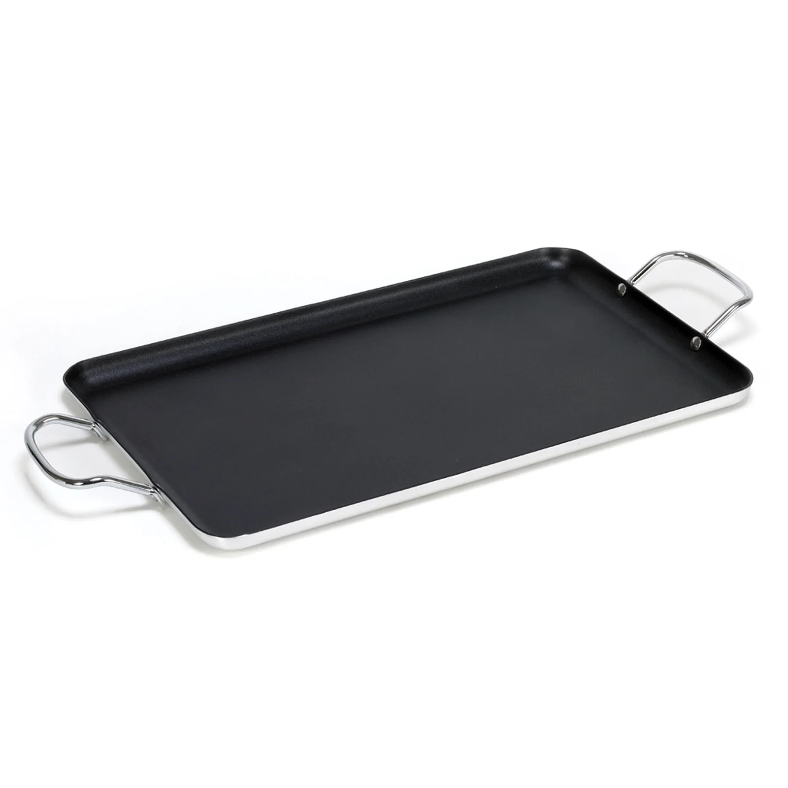 IMUSA Nonstick Stovetop Double Burner Griddle with Metal Handles, 19-Inch, Black