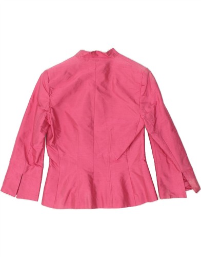 LUISA SPAGNOLI Womens Full Zip Blazer Jacket IT 42 Medium Pink Silk BA93 - Picture 2 of 3