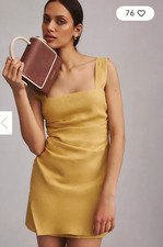 Reformation Kerrigan Linen Mini Dress in Yellow Size 0 Ruched