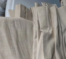 Pinch Pleated Linen Curtains 2 40x96" Heavy Lined Panels Pair Natural Beige Tan