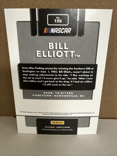 Bill Elliott #159 Donruss Racing 2018 NASCAR Legends - Picture 2 of 2