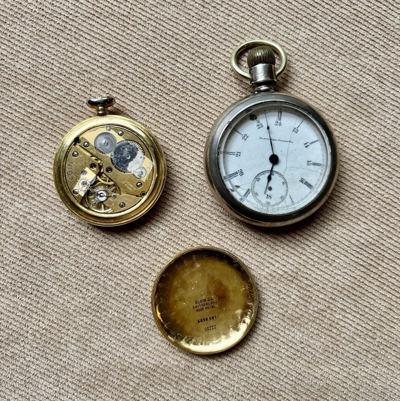Two Elgin Pocket Watches For Parts