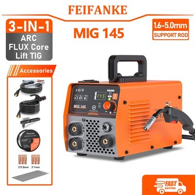FEIFANKE 145A MIG Welder Gasless 110V Flux Core/ARC/Lift TIG Welding Machine