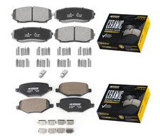 Front and Rear Ceramic Brake Pads w/Clips For 2011-2014 Ford Edge 2.0L 3.5L 3.7L