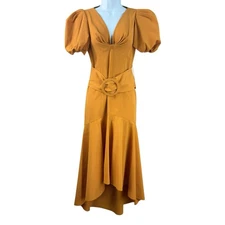 Sachin & Babi Womens Layla Dress Size 2 Orange Puff Sleeve Asymmetrical Hem