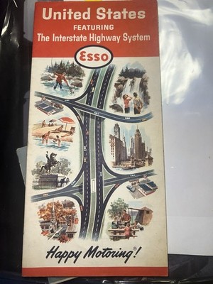 Esso United States Interstate Highway System 1964 25x24 Paper Road Map