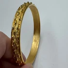 Vintage Crown Trifari Gold Tone Textured 8" Bangle Bracelet Costume Jewelry