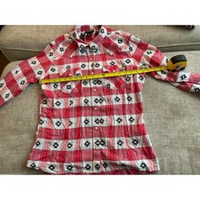Wrangler Retro Womens Red Plaid Southwestern Pearl Snap Western Shirt Large