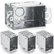 4 Pcs 3" x 2" Gangable Electrical Box Switch Box with Plaster Ears 3-1/2" Dee...