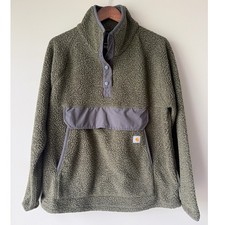 Carhartt Women Olive Green Sherpa Fleece Relaxed Fit Pullover 104922-W XL