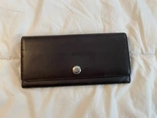KATE SPADE Dark Brown Leather Wallet Purse Clutch-NICE