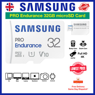 Samsung PRO Endurance 32GB microSDHC Speicherkarte + SD Adapter, Dash Cam, CCTV